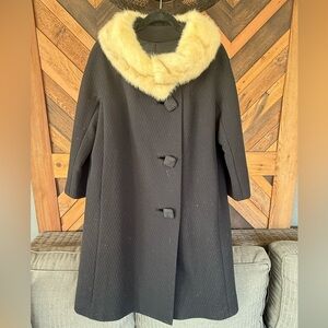Vintage Union Made Mink Collar Trench Coat 1950s 1960s